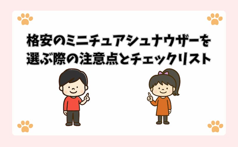 格安のミニチュアシュナウザーを選ぶ際の注意点とチェックリスト