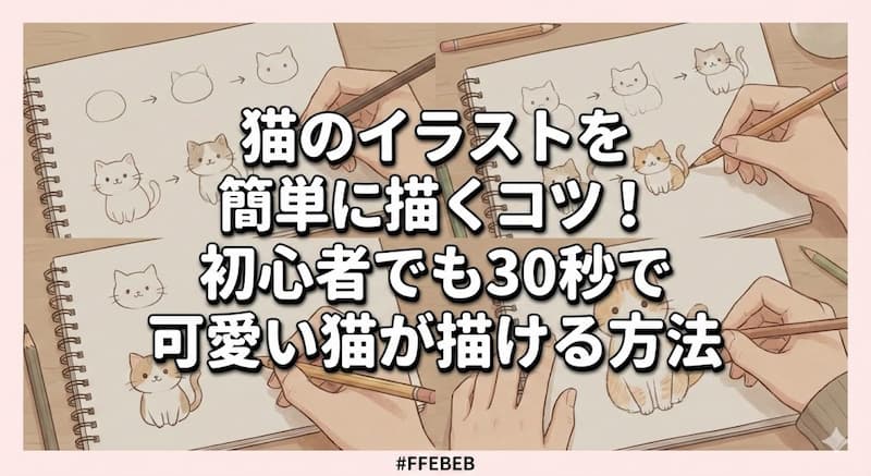 猫のイラストを簡単に描くコツ！初心者でも30秒で可愛い猫が描ける方法