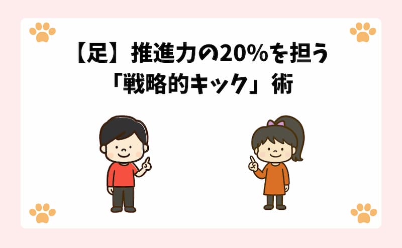 【足】推進力の20%を担う「戦略的キック」術