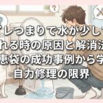 トイレつまりで水が少しずつ流れる時の原因と解消法！知恵袋の成功事例から学ぶ自力修理の限界