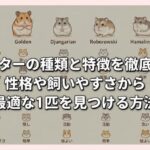 ハムスターの種類と特徴を徹底比較！性格や飼いやすさから最適な1匹を見つける方法
