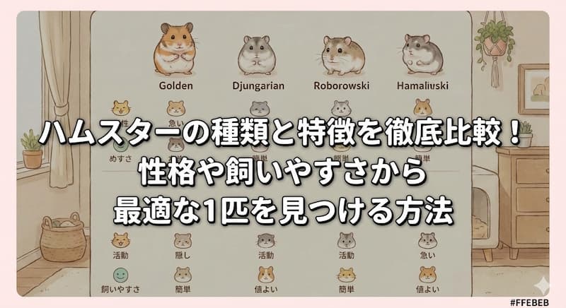 ハムスターの種類と特徴を徹底比較！性格や飼いやすさから最適な1匹を見つける方法