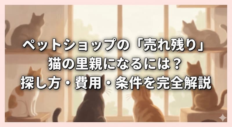 ペットショップの「売れ残り」猫の里親になるには？｜探し方・費用・条件を完全解説
