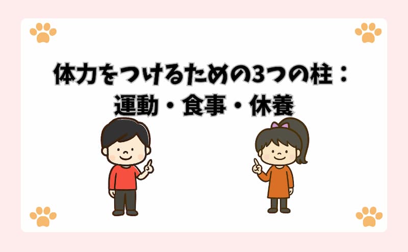 体力をつけるための3つの柱：運動・食事・休養