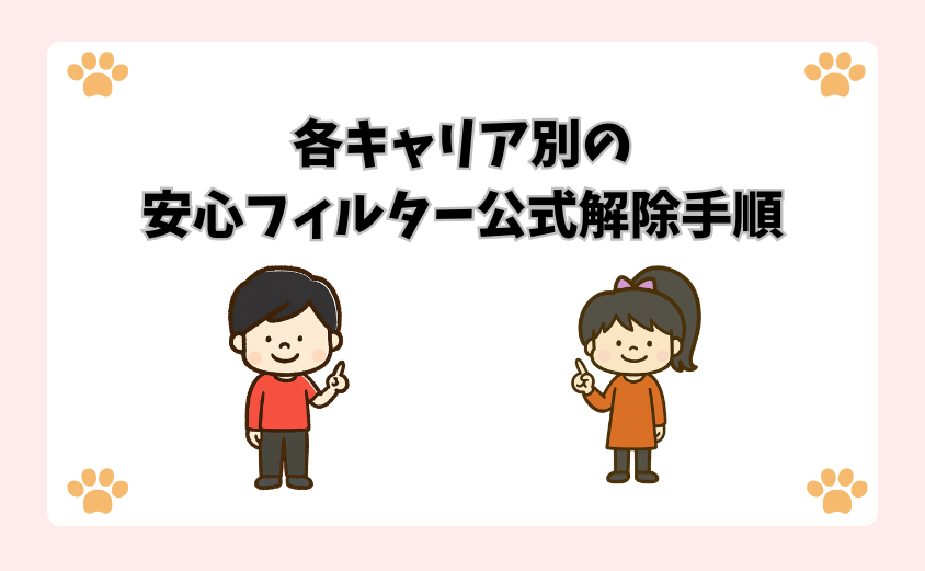 各キャリア別の安心フィルター公式解除手順