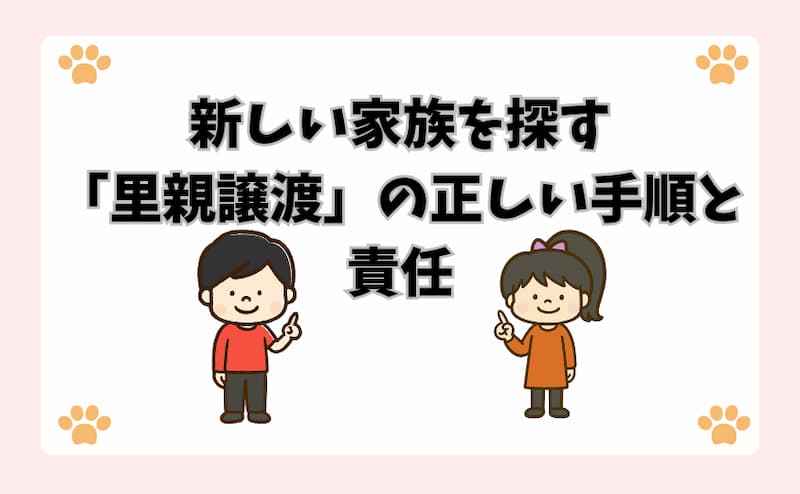 新しい家族を探す「里親譲渡」の正しい手順と責任