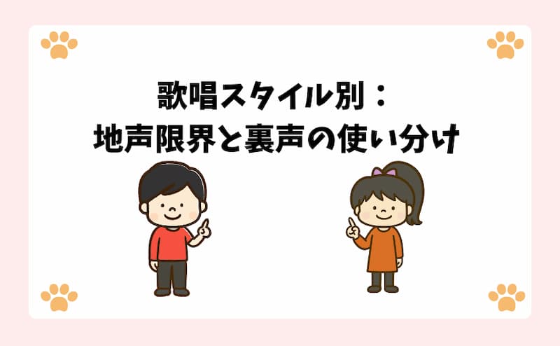 歌唱スタイル別：地声限界と裏声の使い分け