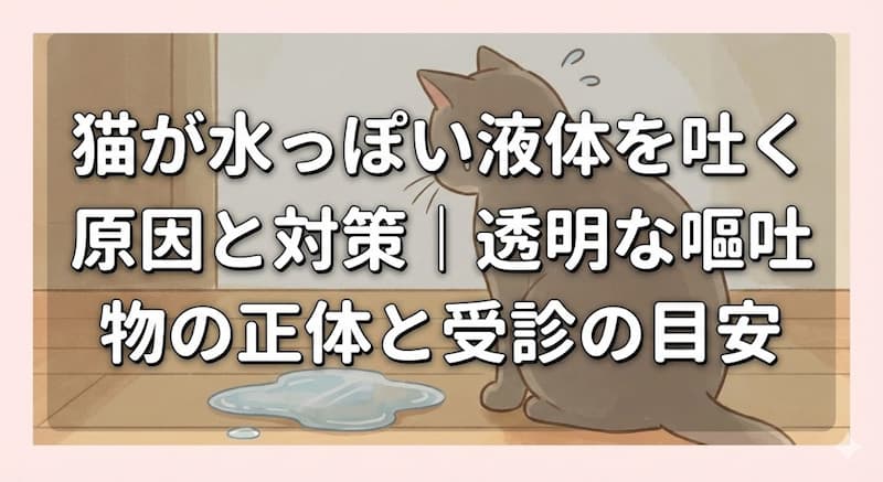 猫が水っぽい液体を吐く原因と対策｜透明な嘔吐物の正体と受診の目安