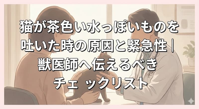 猫が茶色い水っぽいものを吐いた時の原因と緊急性｜獣医師へ伝えるべきチェックリスト