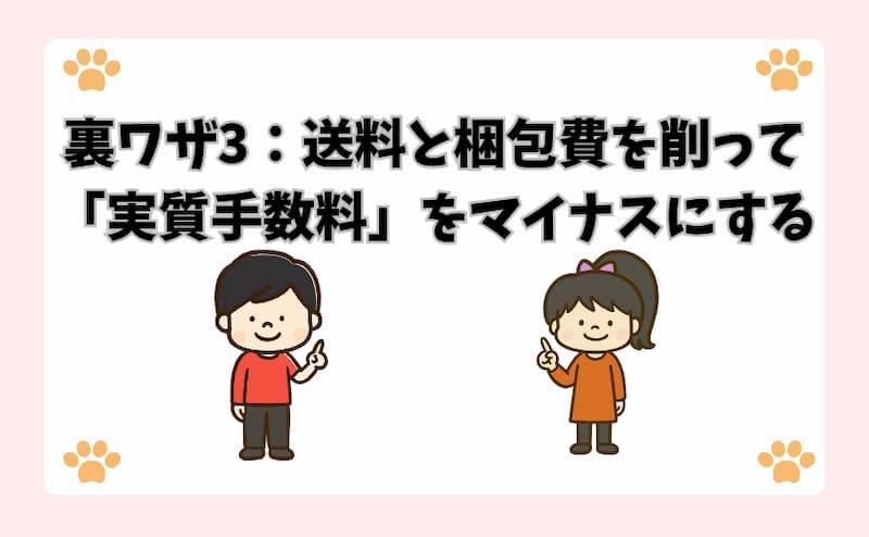 裏ワザ3：送料と梱包費を削って「実質手数料」をマイナスにする