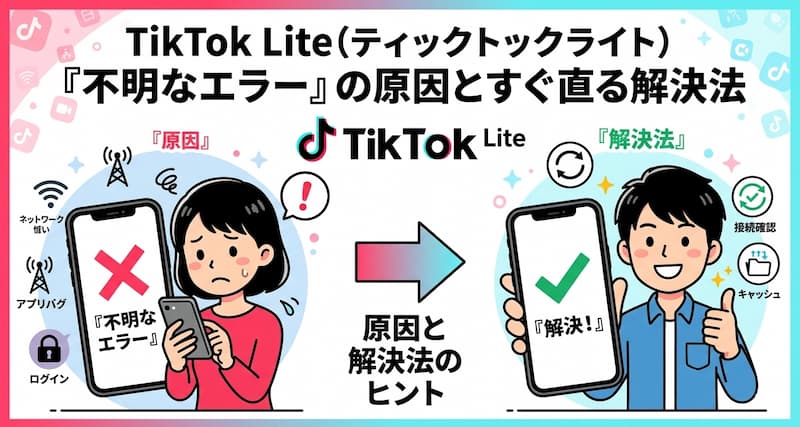 TikTok Lite（ティックトックライト）「不明なエラー」の原因とすぐ直る解決法