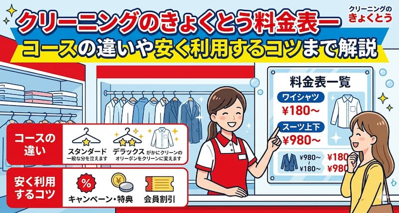 クリーニングのきょくとう料金表一覧！コースの違いや安く利用するコツまで解説