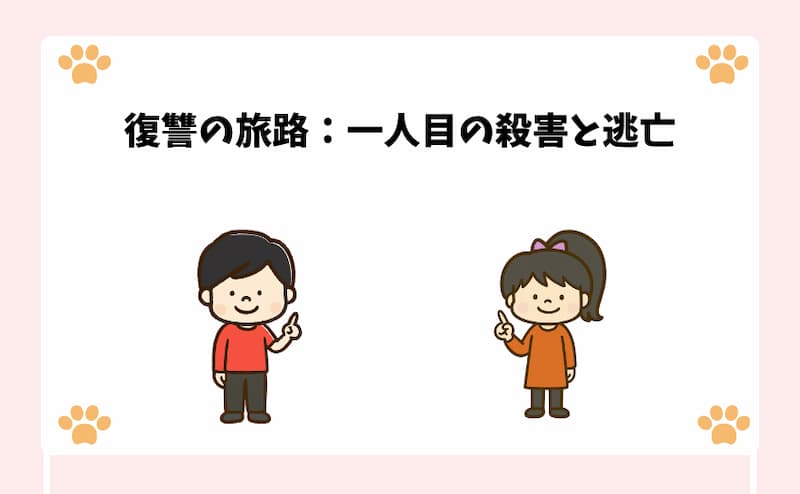 復讐の旅路：一人目の殺害と逃亡